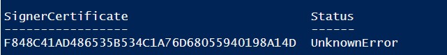 Ошибка UnknownError при подписывании PowerShell скрипта самоподписанным сертификатом