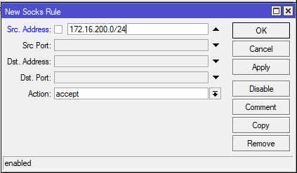 Ограничение SOCKS по VPN-подсети MikroTik