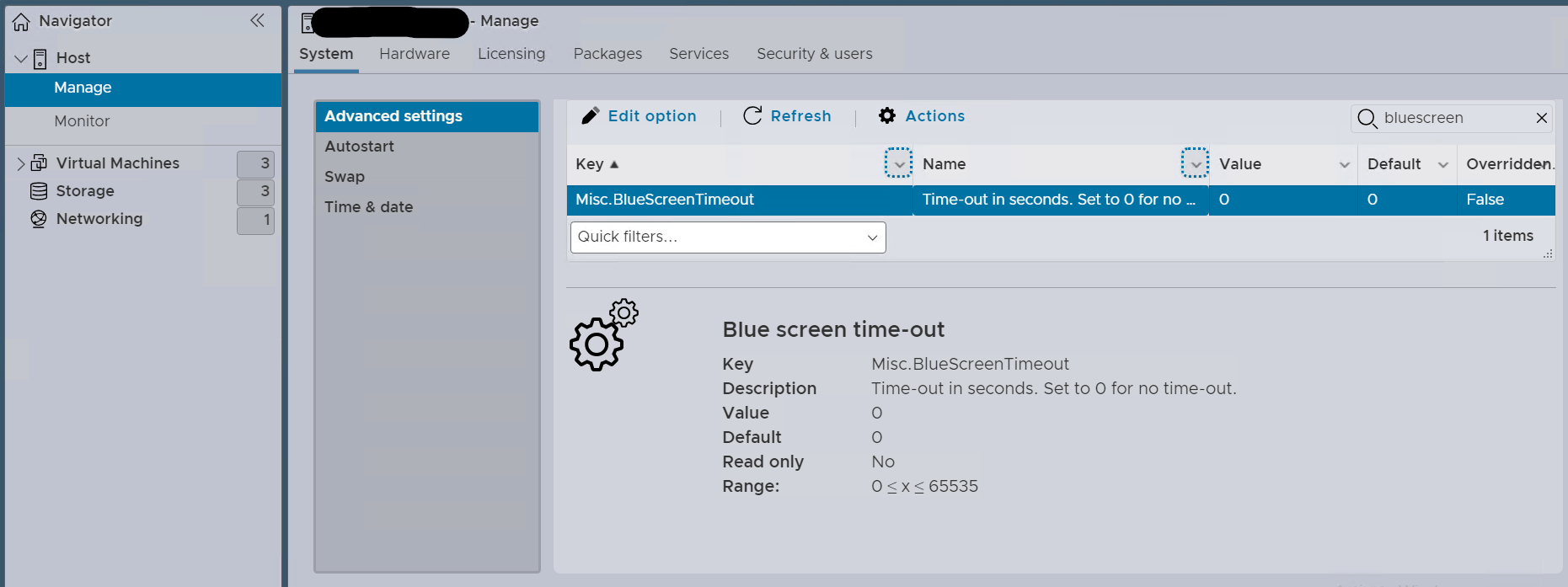 Автоперезагрузка ESXi после PSOD: параметр BlueScreenTimeout — иллюстрация 2