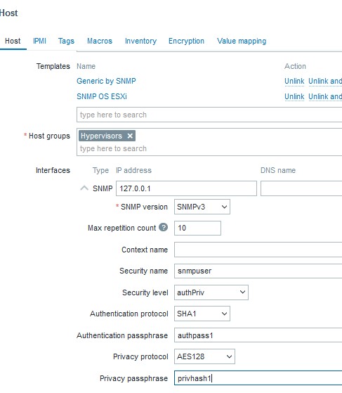 zabbix: добавить мониторинг snmp агента на vmware esxi