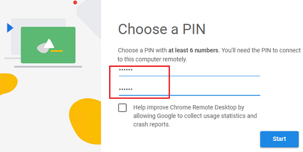 pin код для доступа через удаленный рабочий стол гугл хром