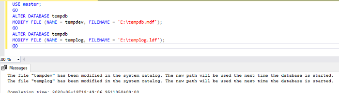 восстановление tempdb в sql server