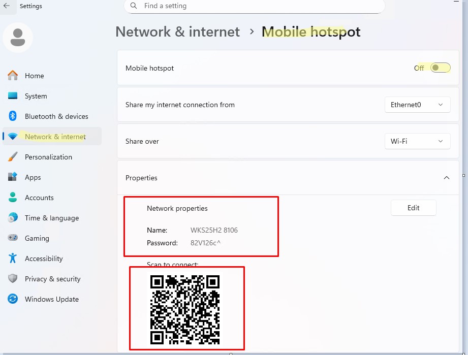 Включить мобильную wifi точку доступа в Windows 11