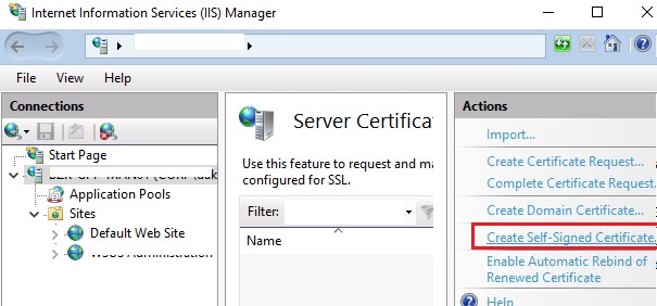 сгенерировать самоподписанный сертификат в iis