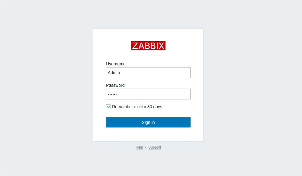 Вход в Zabbix 7