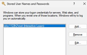 сохраненные пароли администратора в credential manager