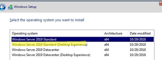 обновление Windows Server 2019 Standard (Desktop Experience)