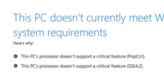 процессор CPU не соотвествет требованиям Windows 11