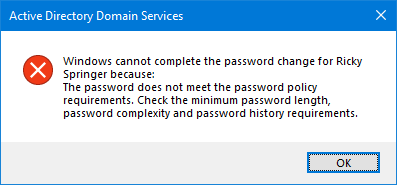 Active Directory отклоняет скомпрометированный пароль