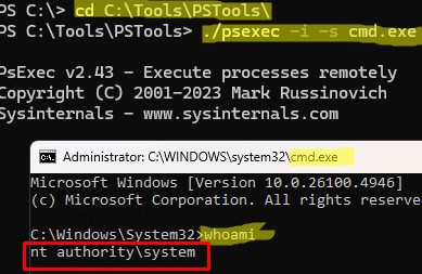 psexec: запуск командной строки от имени system