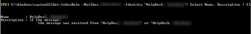 Get-InboxRule - получить данные о правиле