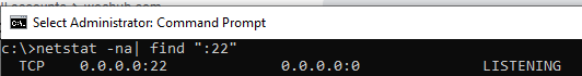 nestat - порт 22 ssh сервера windows