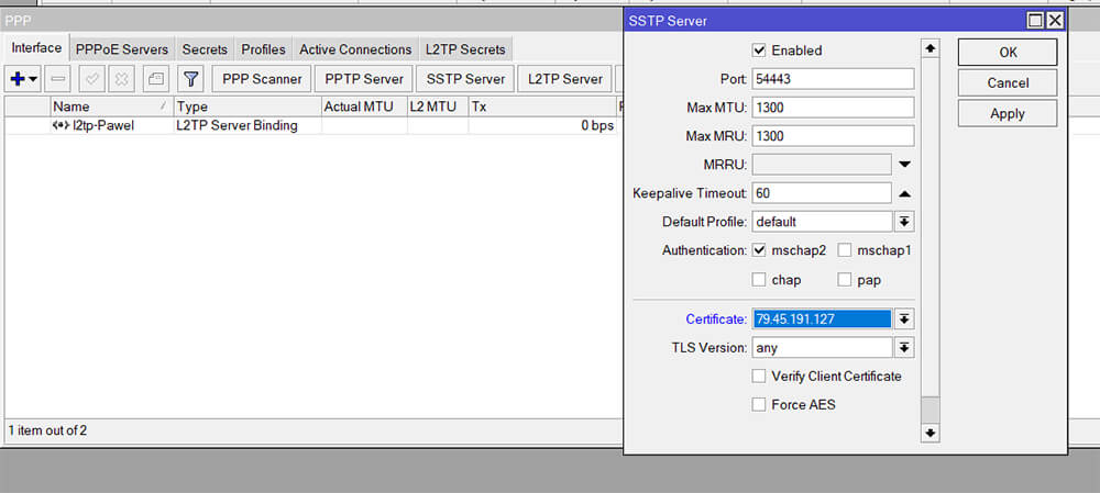Замена сертификата SSTP Server в MikroTik