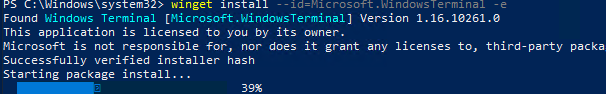 winget установка Microsoft.WindowsTerminal