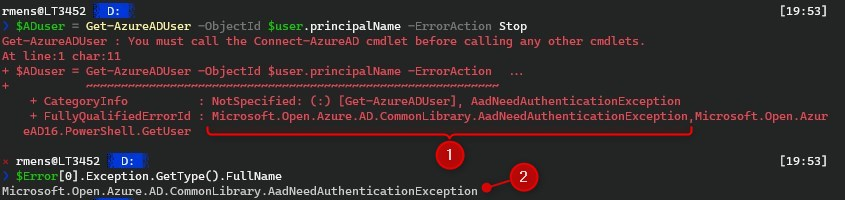 Пример перехвата ошибки PowerShell.