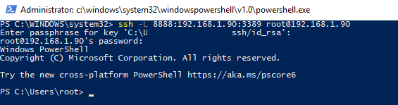 ssh - локальное перенаправление портов в windows