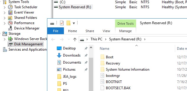 что нахожится на разделе system rezerved в windows?