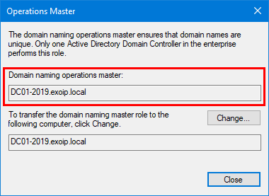 Просмотр владельца Domain Naming Master