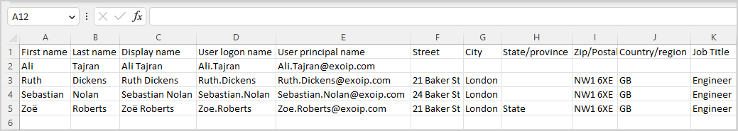 CSV-файл для импорта пользователей в Active Directory