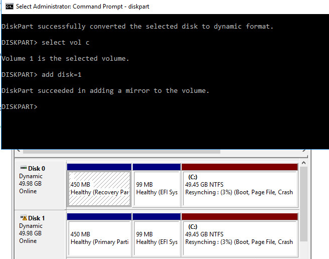 синхронизация данных в програмном raid 1 в windows