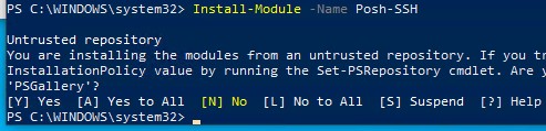 установка модуля powershell ssh