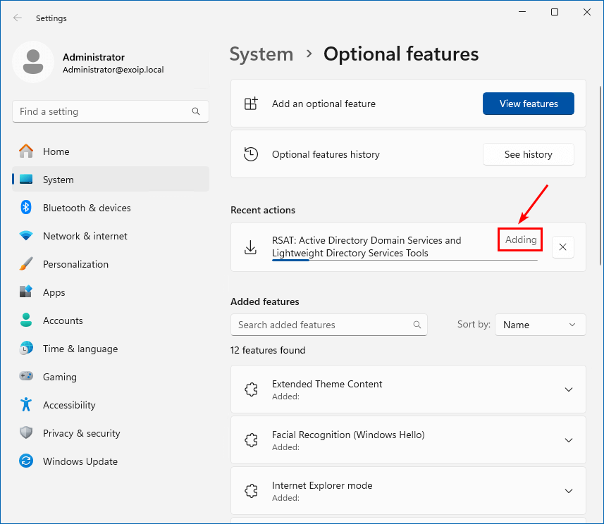 Установка компонентов RSAT в Windows 11