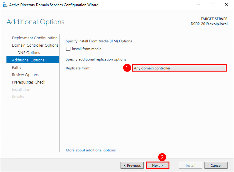 Выбор Any domain controller для репликации