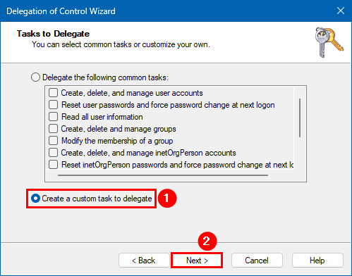 Создание пользовательской задачи делегирования Active Directory