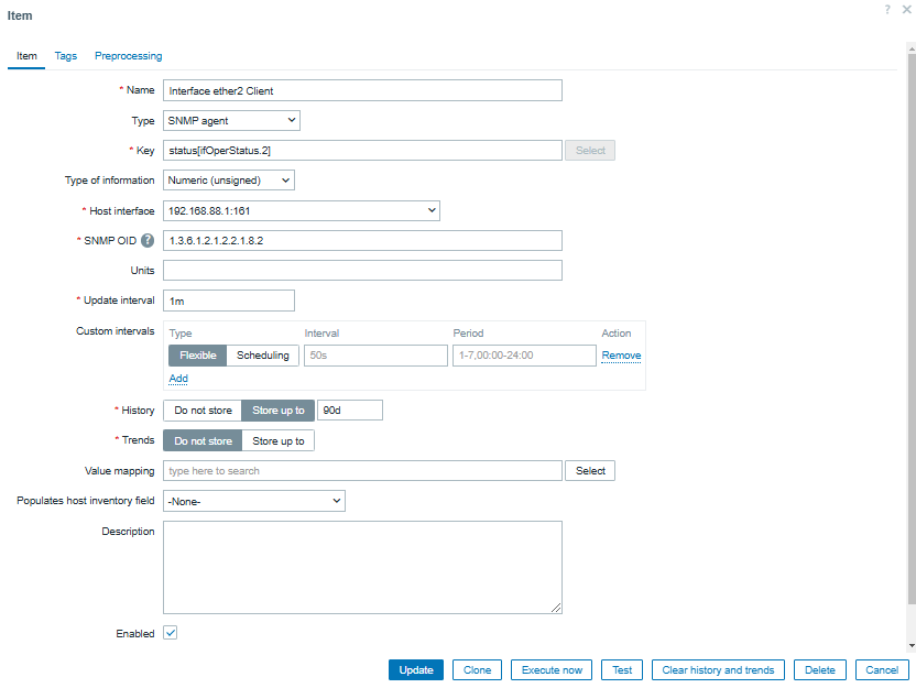 Создание собственного SNMP item для MikroTik в Zabbix
