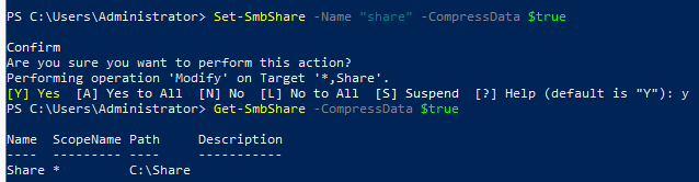 powershell - включить SMB компрессию для сетевой папки