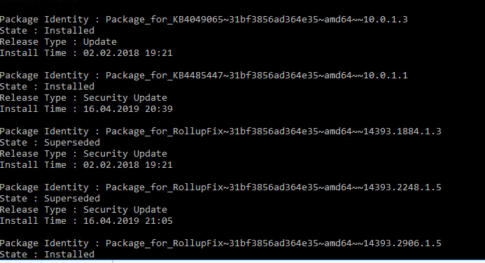 dism /online /get-packages