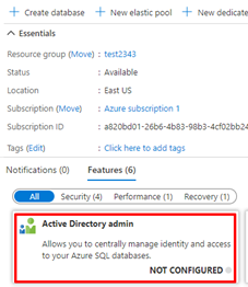 настройка администратора базы данных azure