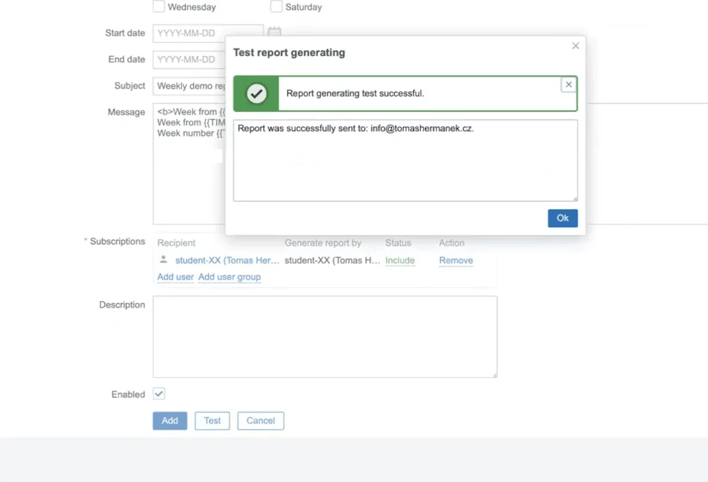 Тестирование планового PDF-отчёта в Zabbix