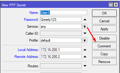 Настройка пользователя L2TP VPN MikroTik