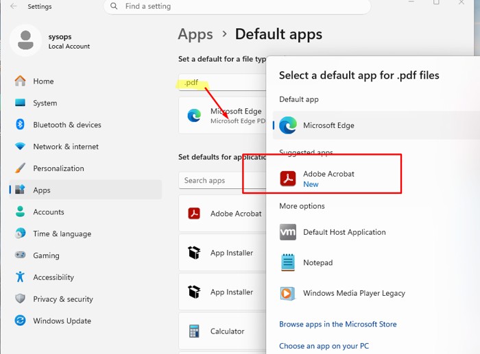 windows 11 - назначить приложение по умолчанию для определенного типа файлов