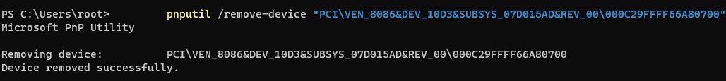 pnputil remove-device удалить сетевую карту