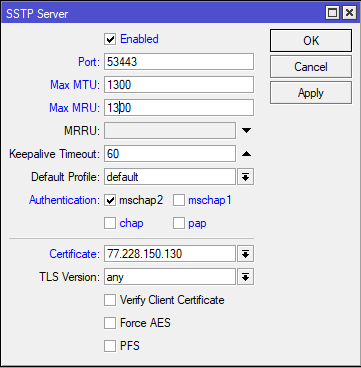 Настройка SSTP Server на MikroTik