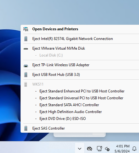 Почти все оборудование в Windows показывается как извлекаемое 