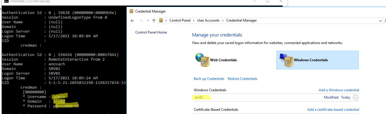 получаем сохраненные пароли Windows