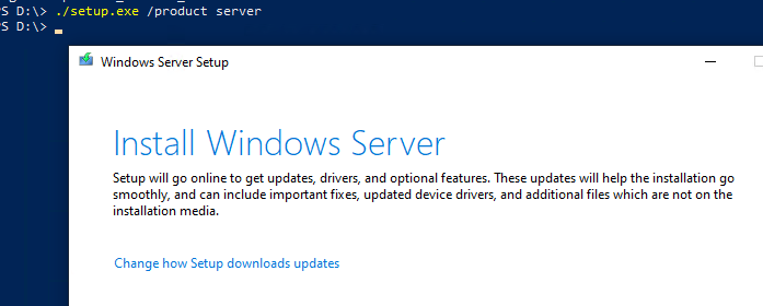 Обновление до Win 11 из командной строки setup.exe /product server