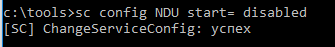 sc config NDU start= disabled