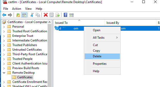 Самоподписанный сертификат Remote Desktop в Windows Server
