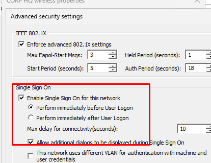 Включение Single Sign On для корпоративной Wi-Fi-сети