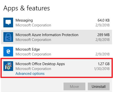 удаление предустановелнной Microsoft Office Desktop App