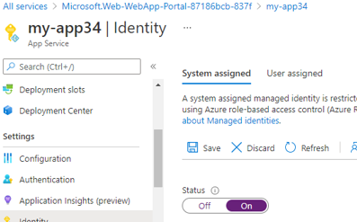 managed identity System assigned в sql azure