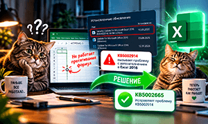 Не работает автозаполнение и протягивание формул в Excel 2016 после KB5002914