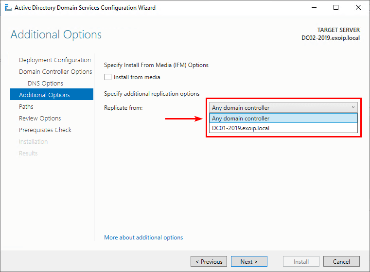 Выбор источника репликации Active Directory