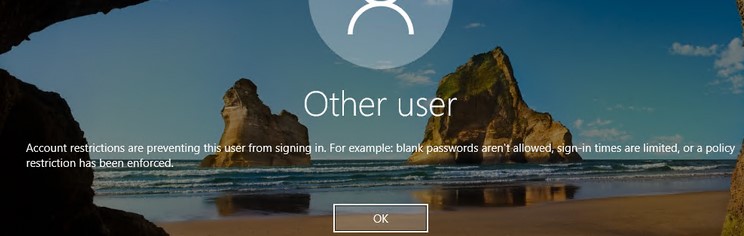 не могу войти в windows account restrictions