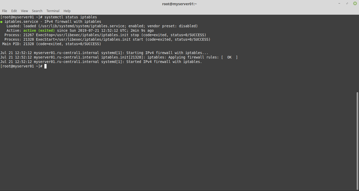 systemctl enable iptables