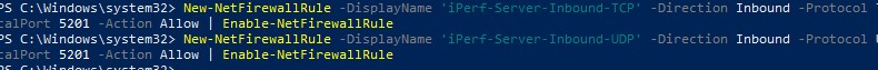 открыть порт 5201 для iperf в windows